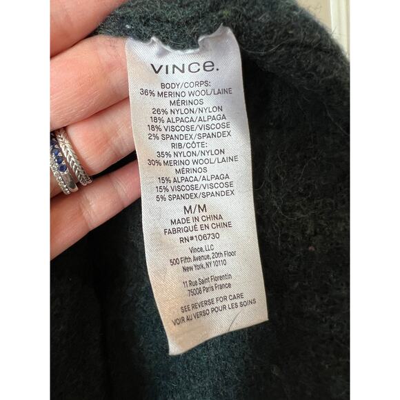 Vince wool & alpaca Blend V Neck Sweater in Hunter Green - Picture 10 of 10